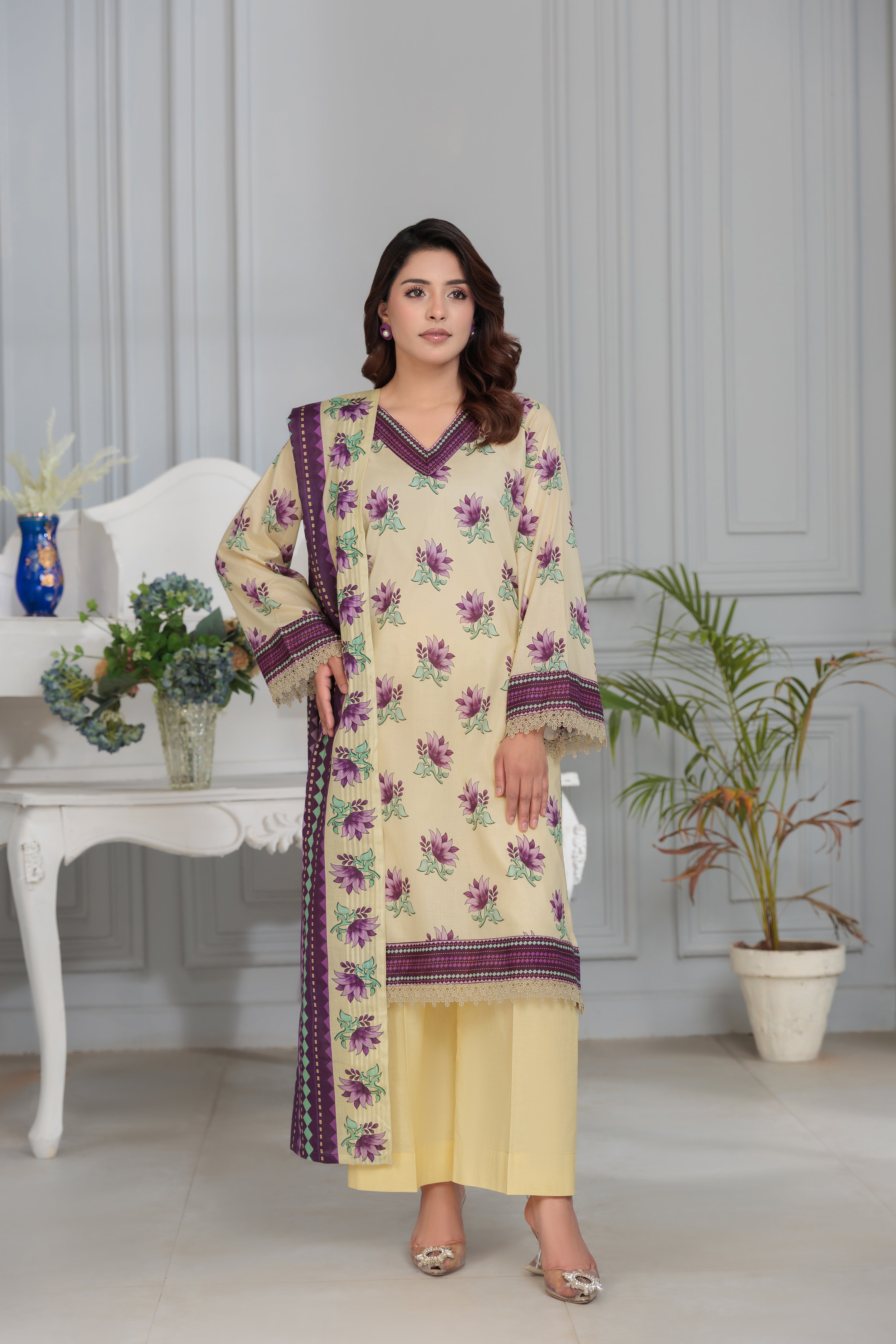 D-2 Gul E Lala  Digital Printed Lawn