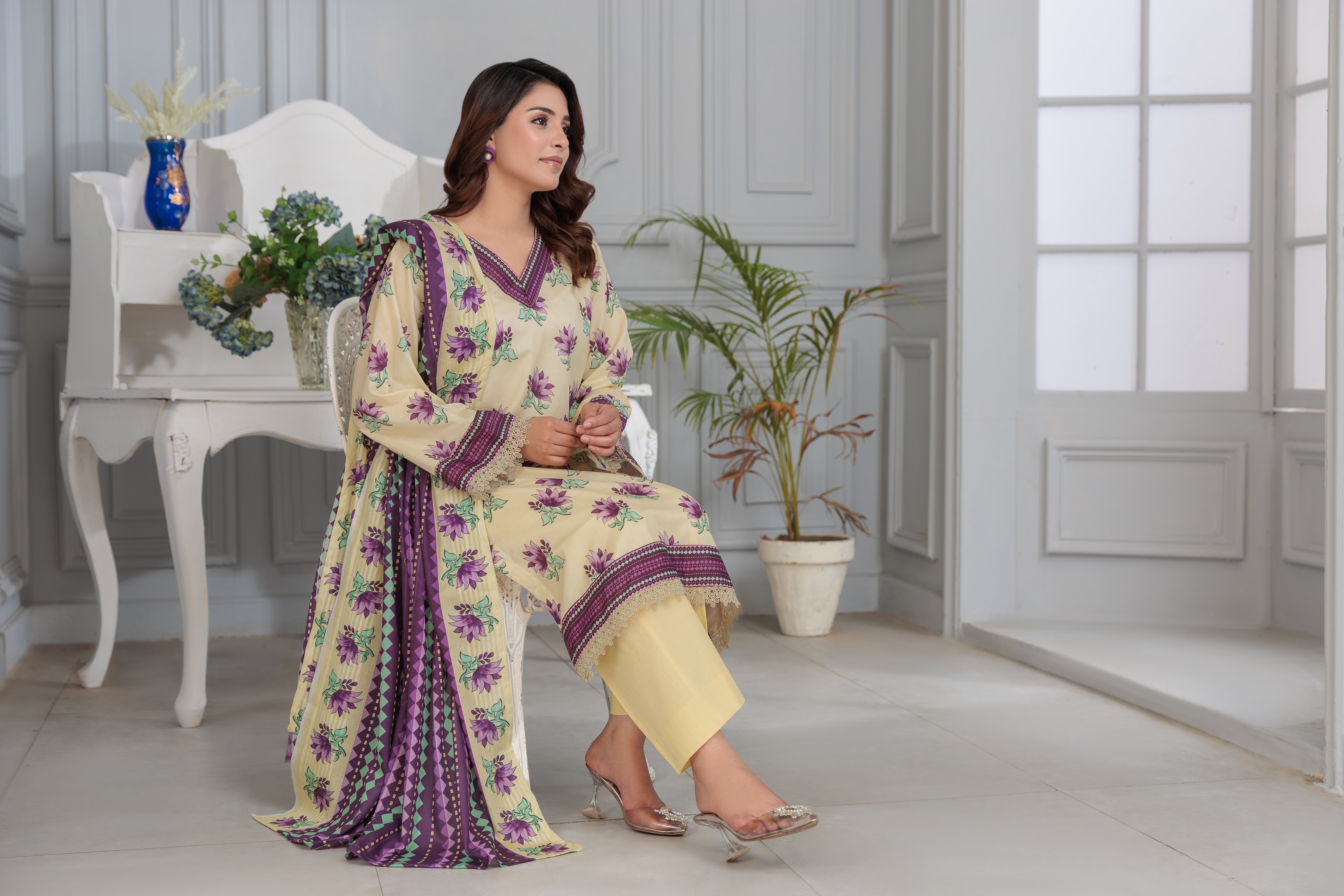 D-2 Gul E Lala  Digital Printed Lawn