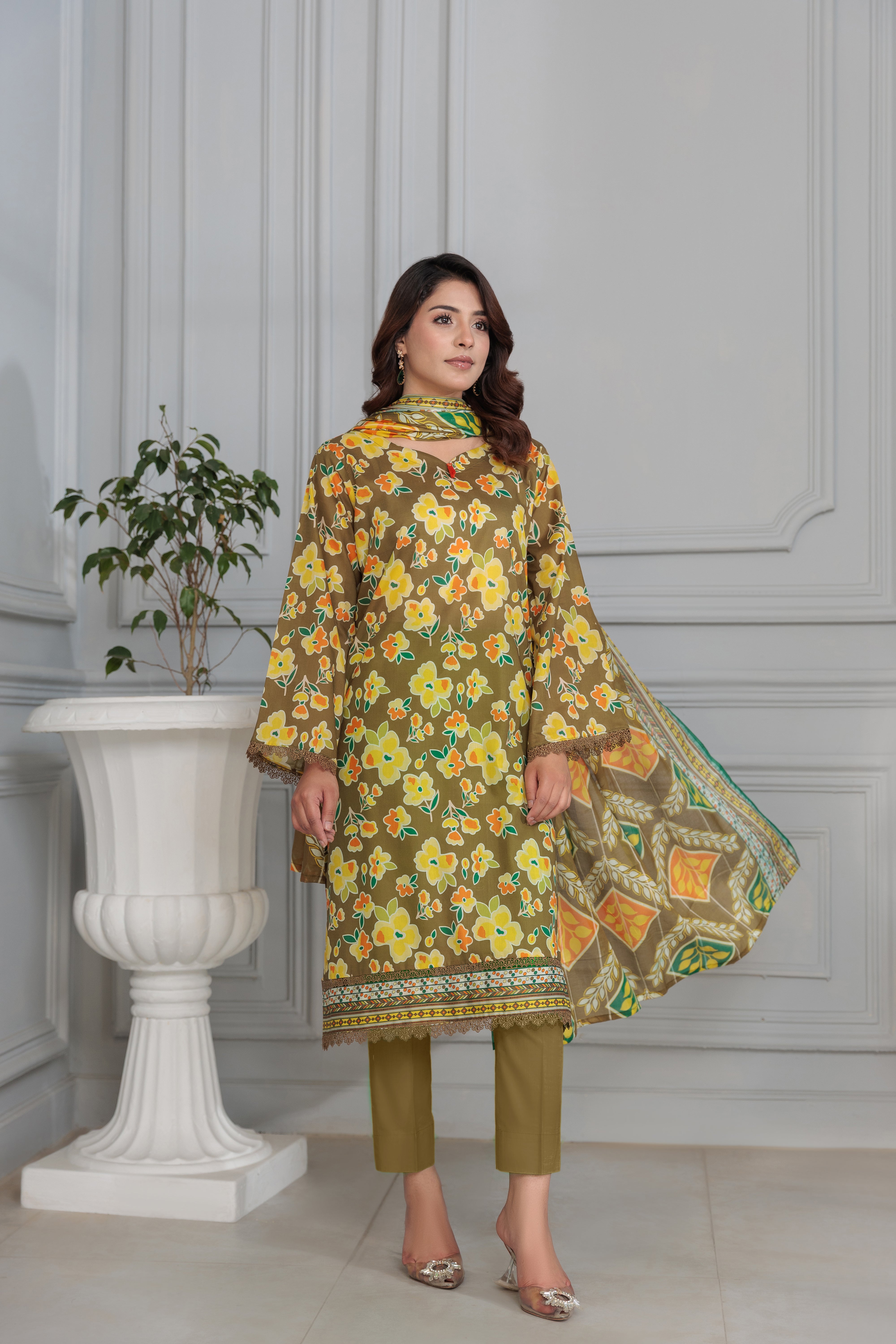 D-4 Gul E Lala  Digital Printed Lawn