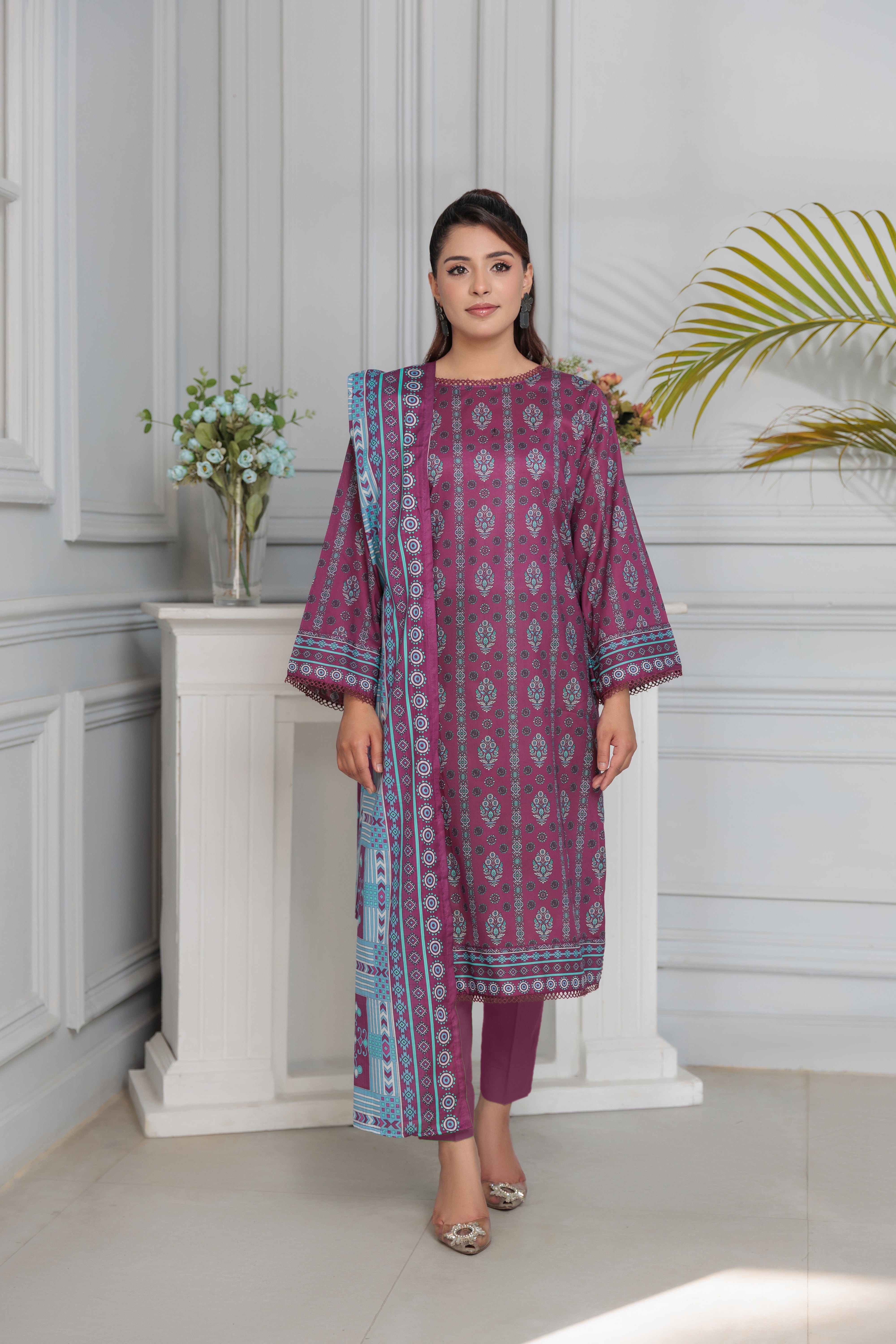 D-6 Gul E Lala  Digital Printed Lawn