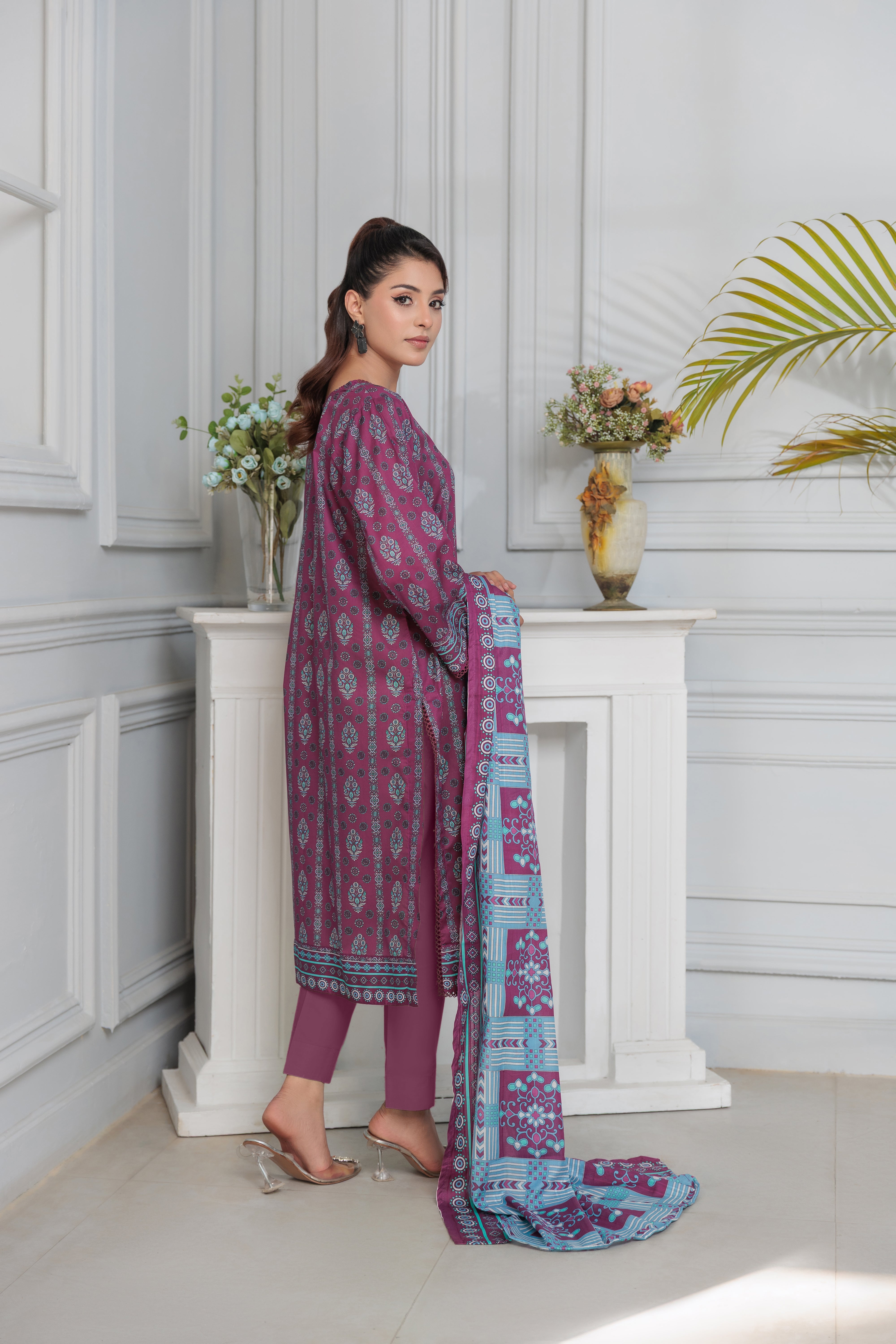 D-6 Gul E Lala  Digital Printed Lawn