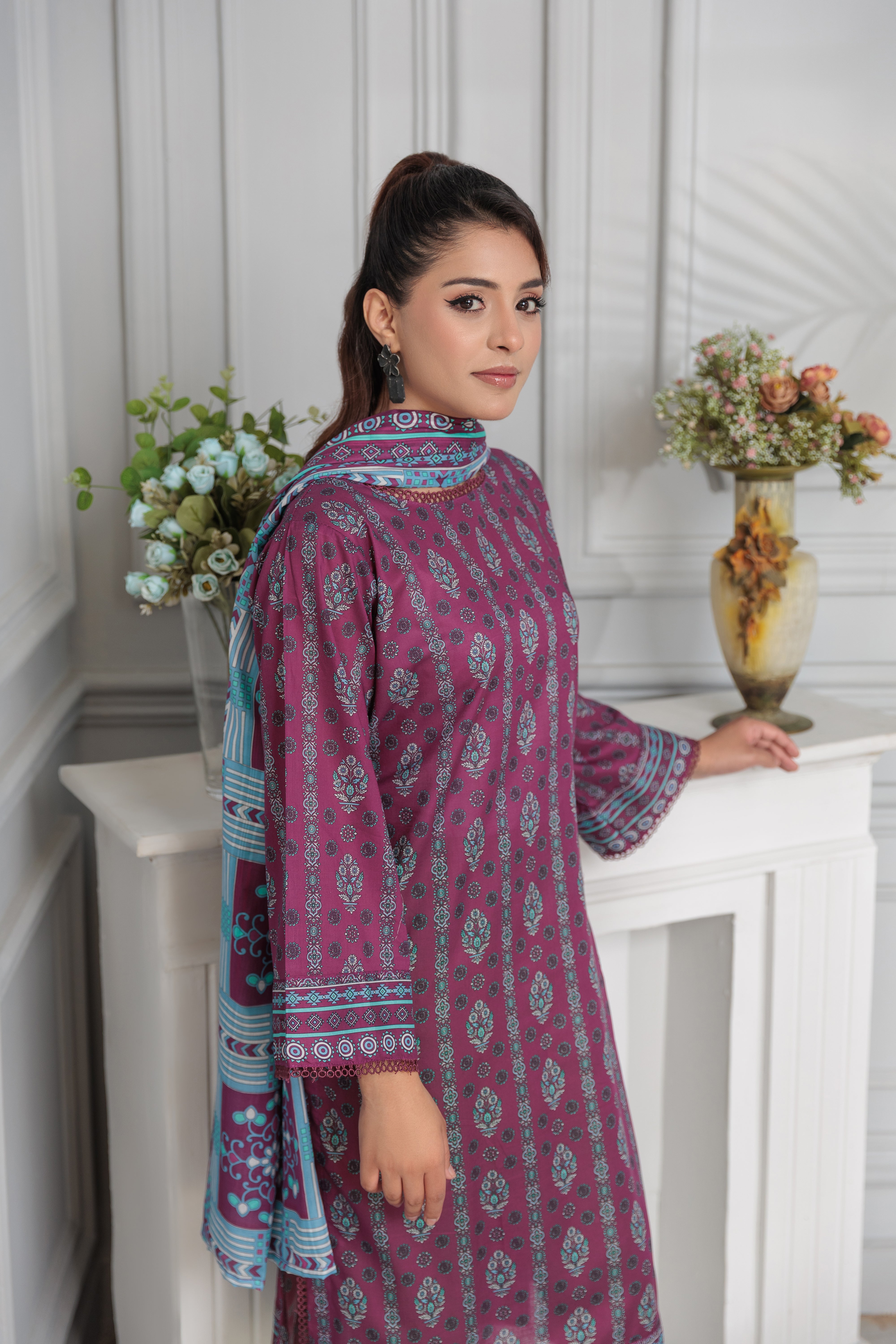 D-6 Gul E Lala  Digital Printed Lawn